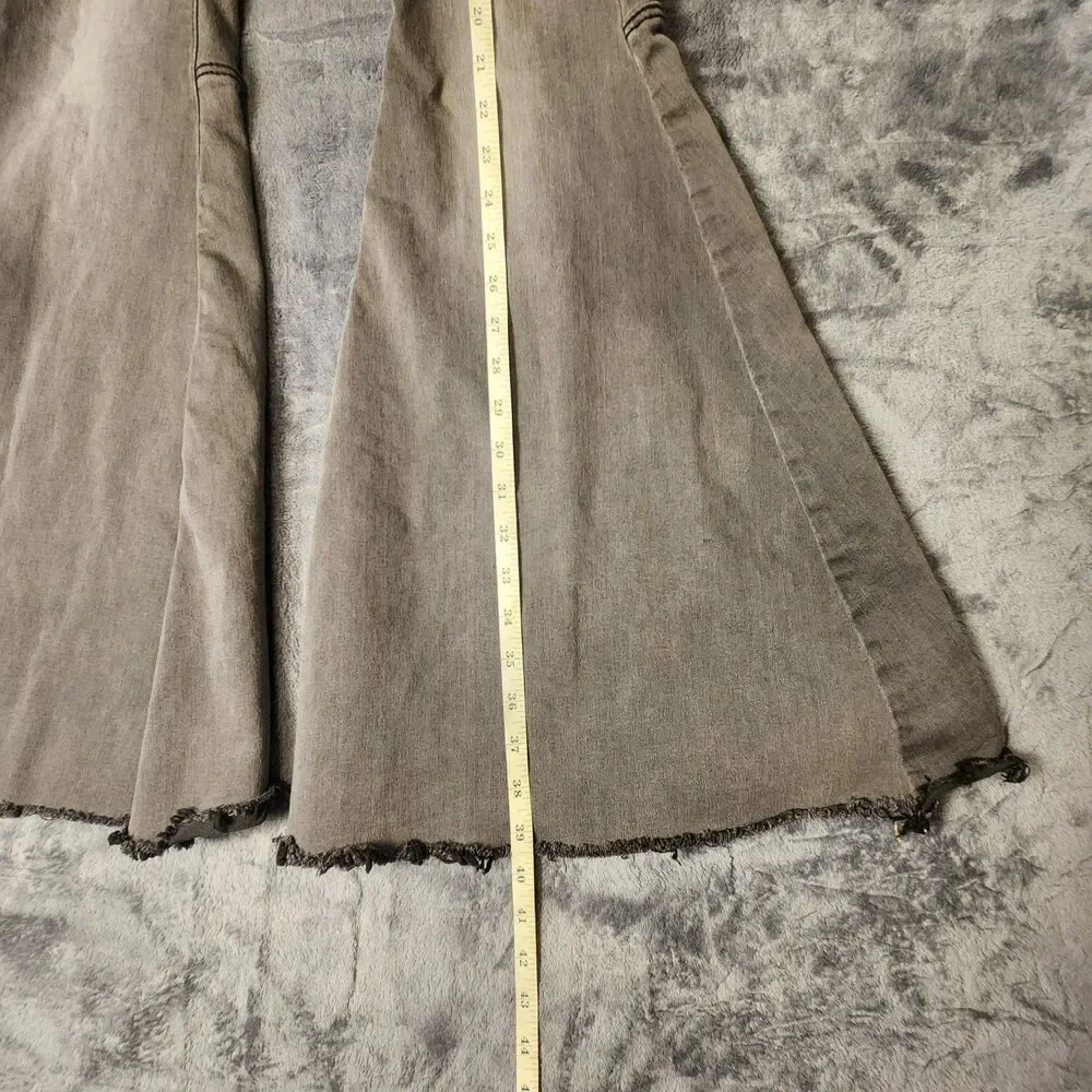 Free People Just Float On Flare Jeans Womens Size W25 Grey Raw Hem‎ Bell Bottoms